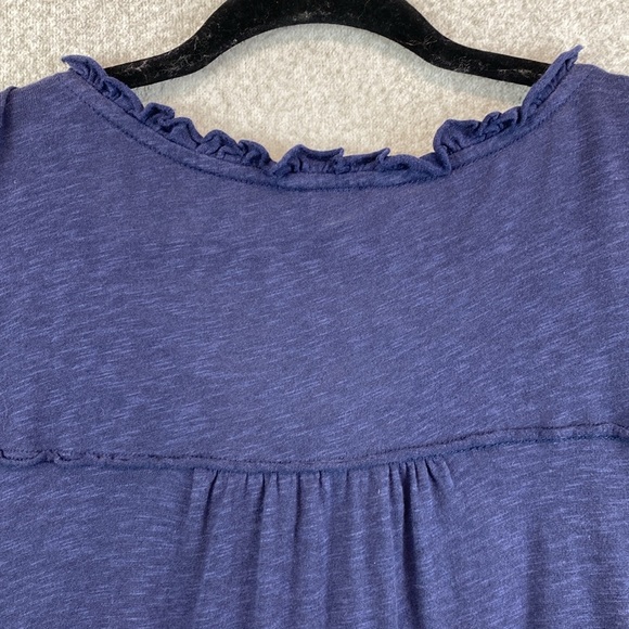 Caslon boho blouse 3X navy blue ruffle trim raw seams loose fit soft stretch - Picture 10 of 10